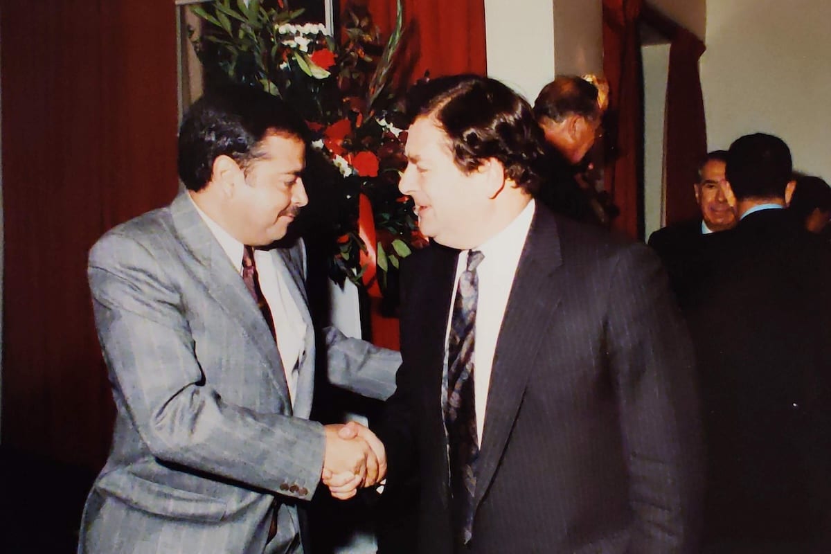 Lord Nigel Lawson, Chancellor of the Exchequer, with Roberto Gagliardi