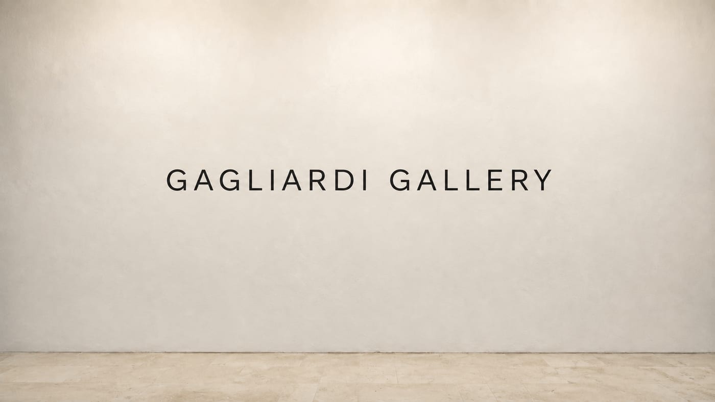 Gagliardi Gallery lettered across an empty gallery wall